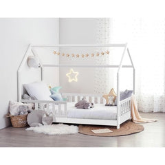 Lit Cabane Enfant Bosco En Pin - Blanc 90x190 Cm