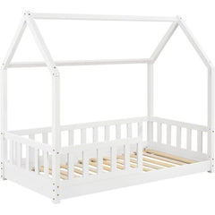 Lit Cabane Enfant Bosco En Pin - Blanc 90x190 Cm