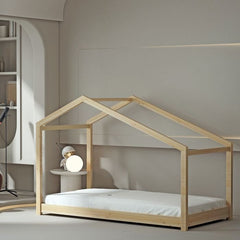 Lit cabane Lilo 90 x 190cm en bois naturel