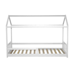 Lit cabane HUTTY 90x190cm Blanc en pin massif