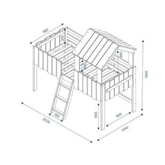 Lit cabane avec Tiroirs Et Matelas Donnie Bois Naturel 90x190cm