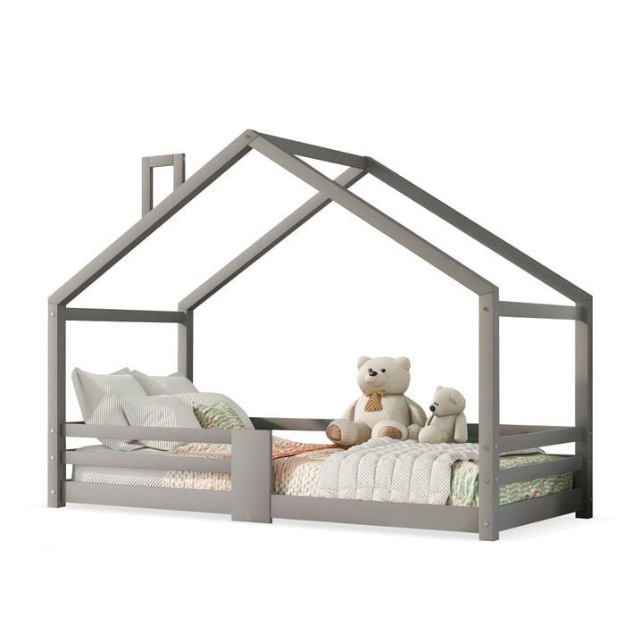 Lit cabane Maison 90 x 200cm Gris