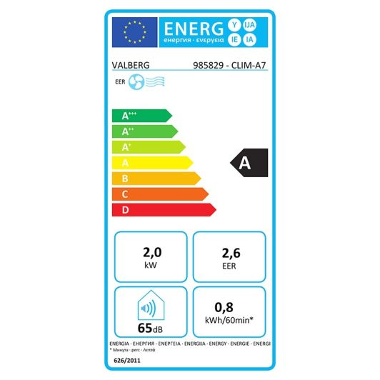 Climatiseur mobile VALBERG CLIM-A7 pour pièce de 15m²