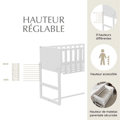 LIT BÉBÉ CODODO / BERCEAU 2 EN 1 «NUAGE» | BLANC